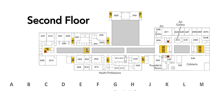 Map of second floor at SVCC