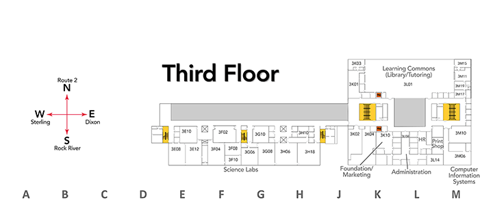 Map of third floor at SVCC