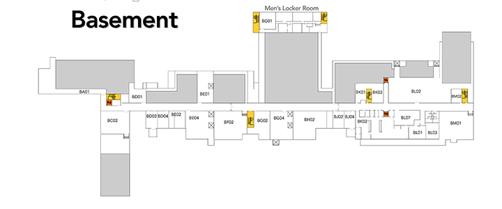 Map of basement floor at SVCC